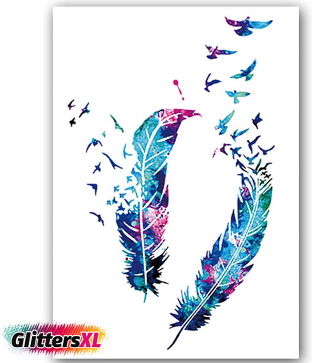 GlittersXL - Temporary Tattoo Veer/Veren (A5 formaat) [Neptattoo - Tijdelijke tatoeage - Nep Fake Tattoos - Water overdraagbare festival sticker henna outfit tattoo - Glitter tattoo - Volwassenen Kinderen Jongen Meisje]